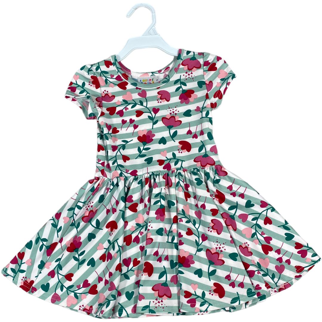 Dot Dot Smile Green( Heart Floral Dress (2T Girls)