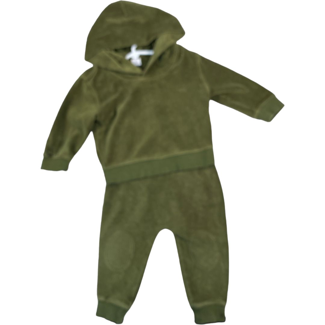 Gap Green Velour Hooded Sweatshirt Set (12/18M Boys)
