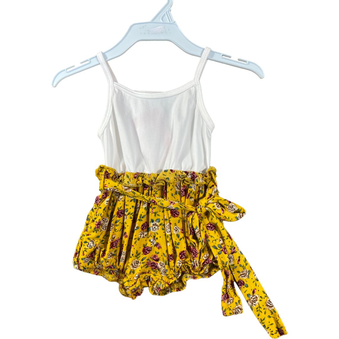 Bailey's Blossoms Yellow Floral Short Romper (9/12M Girls)