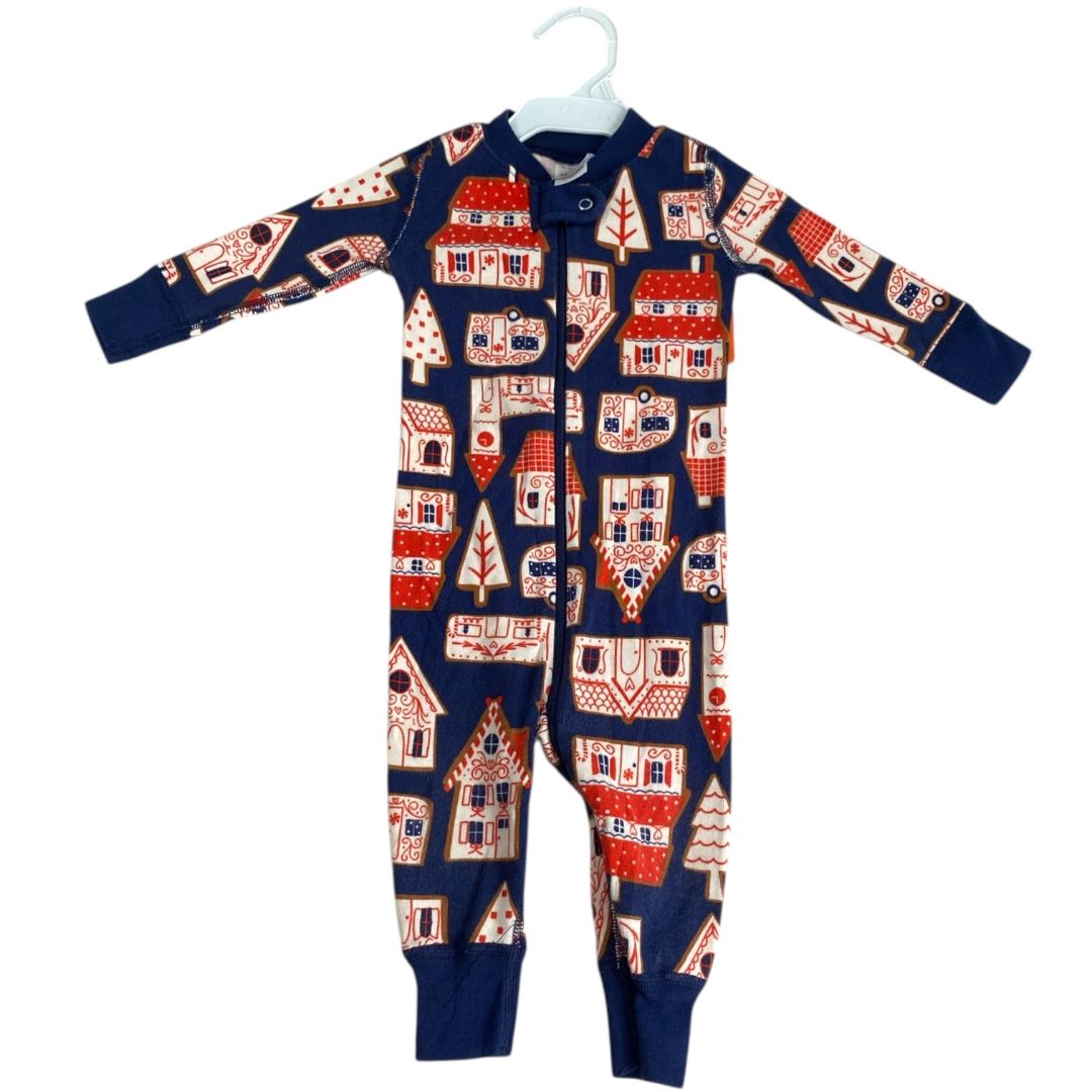 Hanna Andersson Navy Organic House Print Romper (6/12M Girls)
