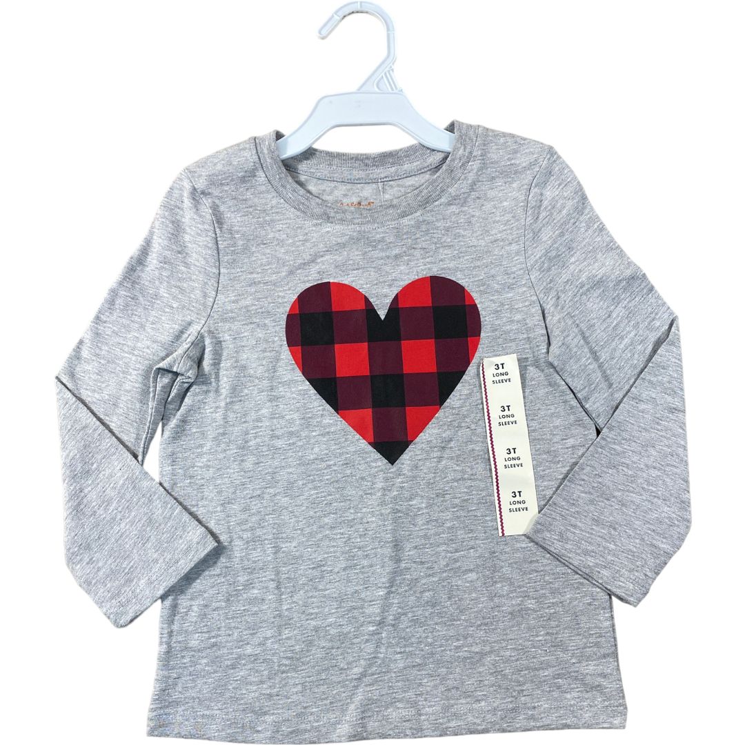 Cat & Jack Grey Plaid Heart Tee NWT (3T Girls)