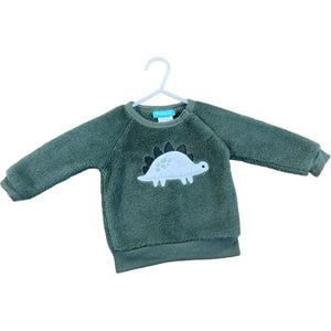 Pekkle Green Sherpa Dinosuar Sweatshirt (9M Boys)