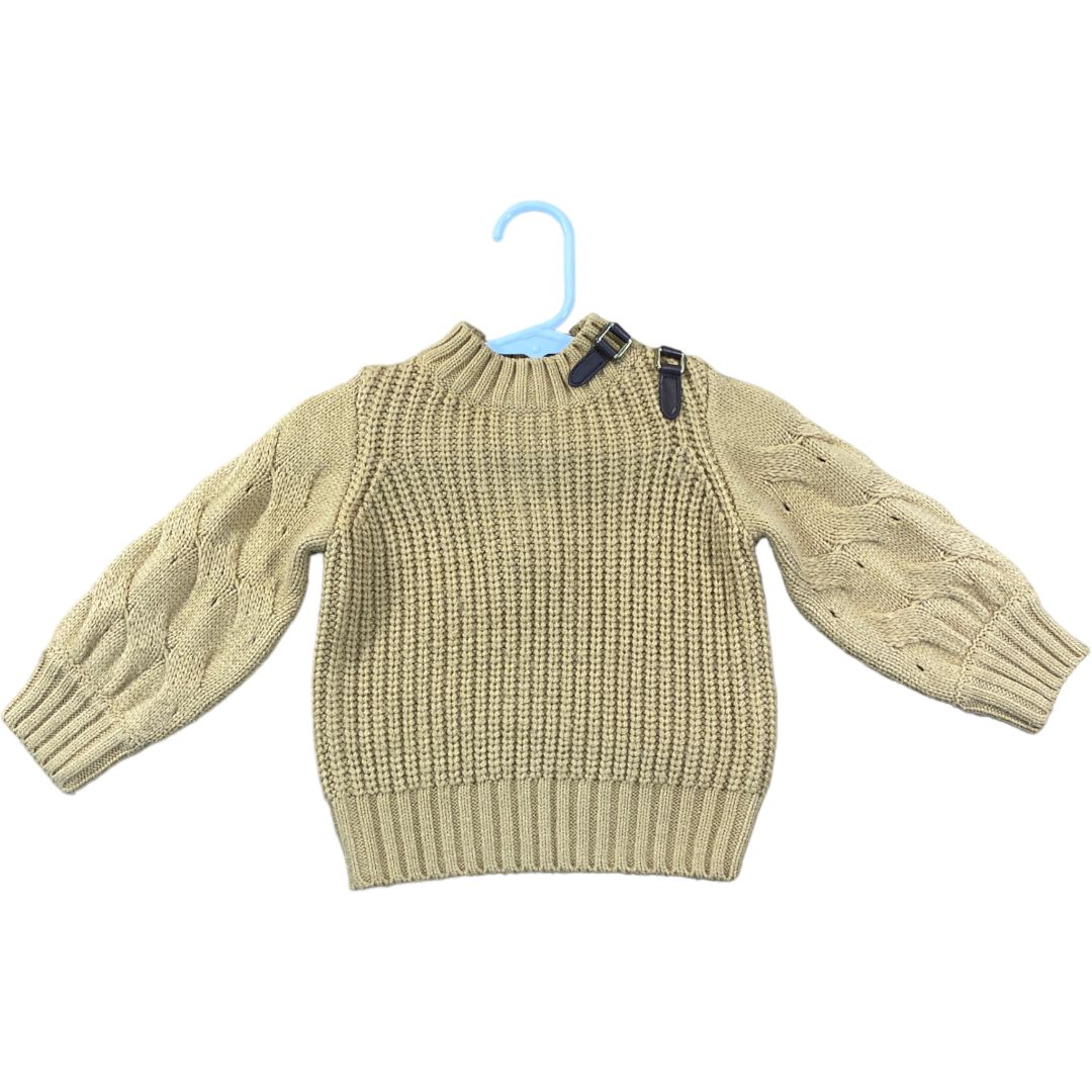 Janie & Jack Tan Cable Sweater (12/18M Girls)