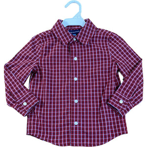 Andy & Evan Red Plaid Button Down (2T Boys)