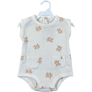 Easy Peasy Cream Organic Henley Coral Onesie (3/6M Neutral)