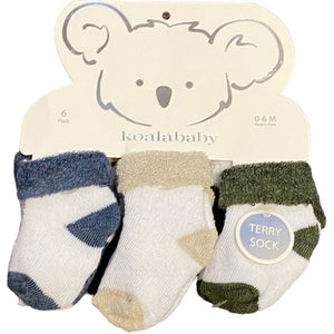 Koala Baby  6 Pack Infant Socks (0/6M Neutral)