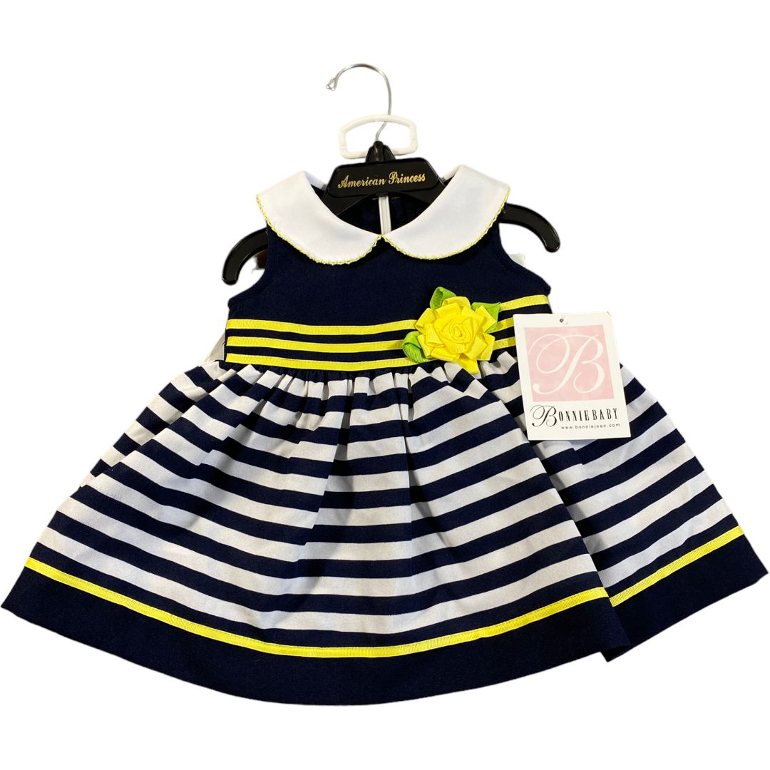 Bonnie Baby Navy Stripe Dress Set NWT (3/6M Girls)