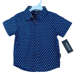 Kenneth Cole Navy Pattern Button Down NWT (2T Boys)