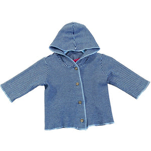 United Color of Benetton Navy Stripe Hooded Shirt (3/6M Neutral)