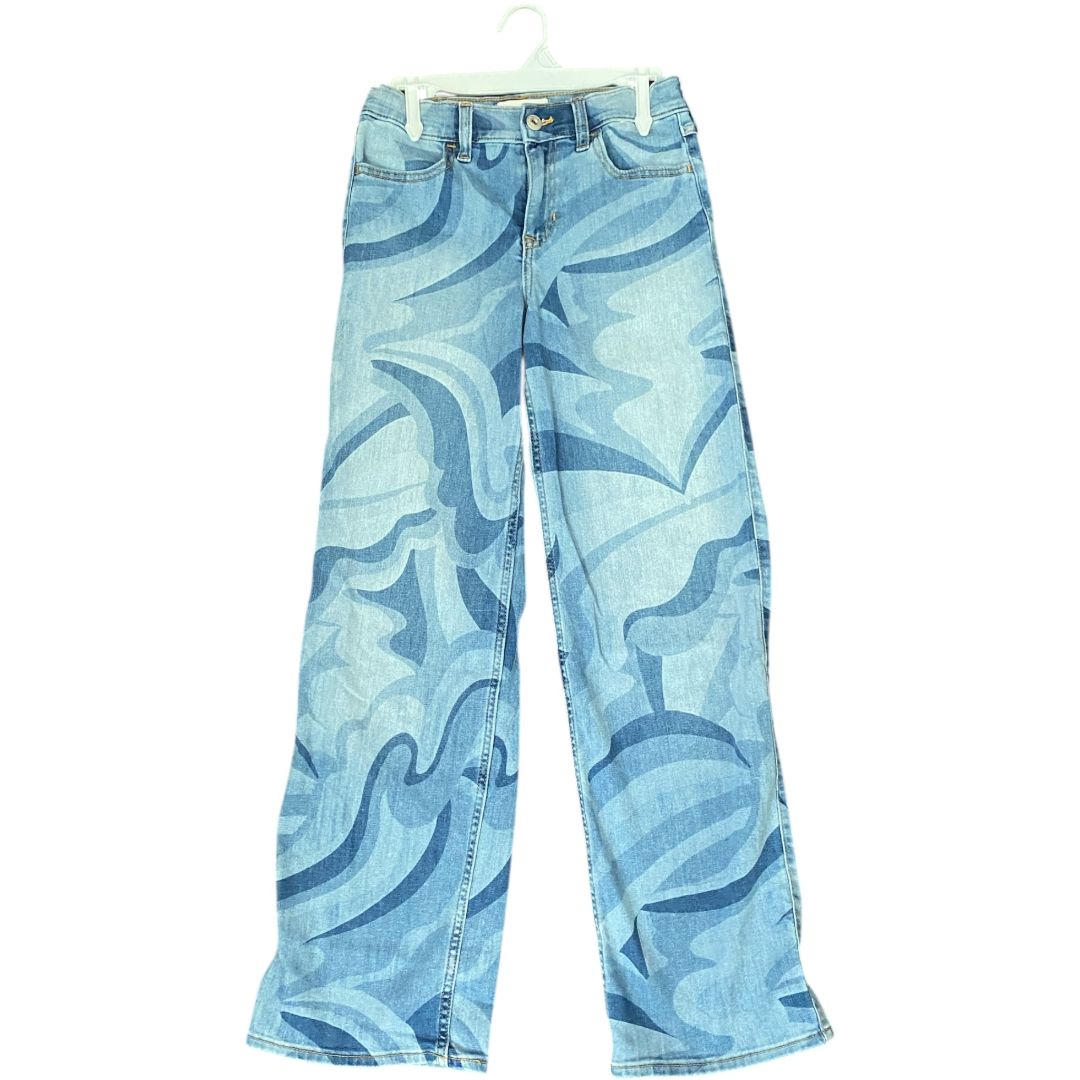 Abercrombie Blue Pattern High Rise Wide Leg Jeans (10/12 Girls)