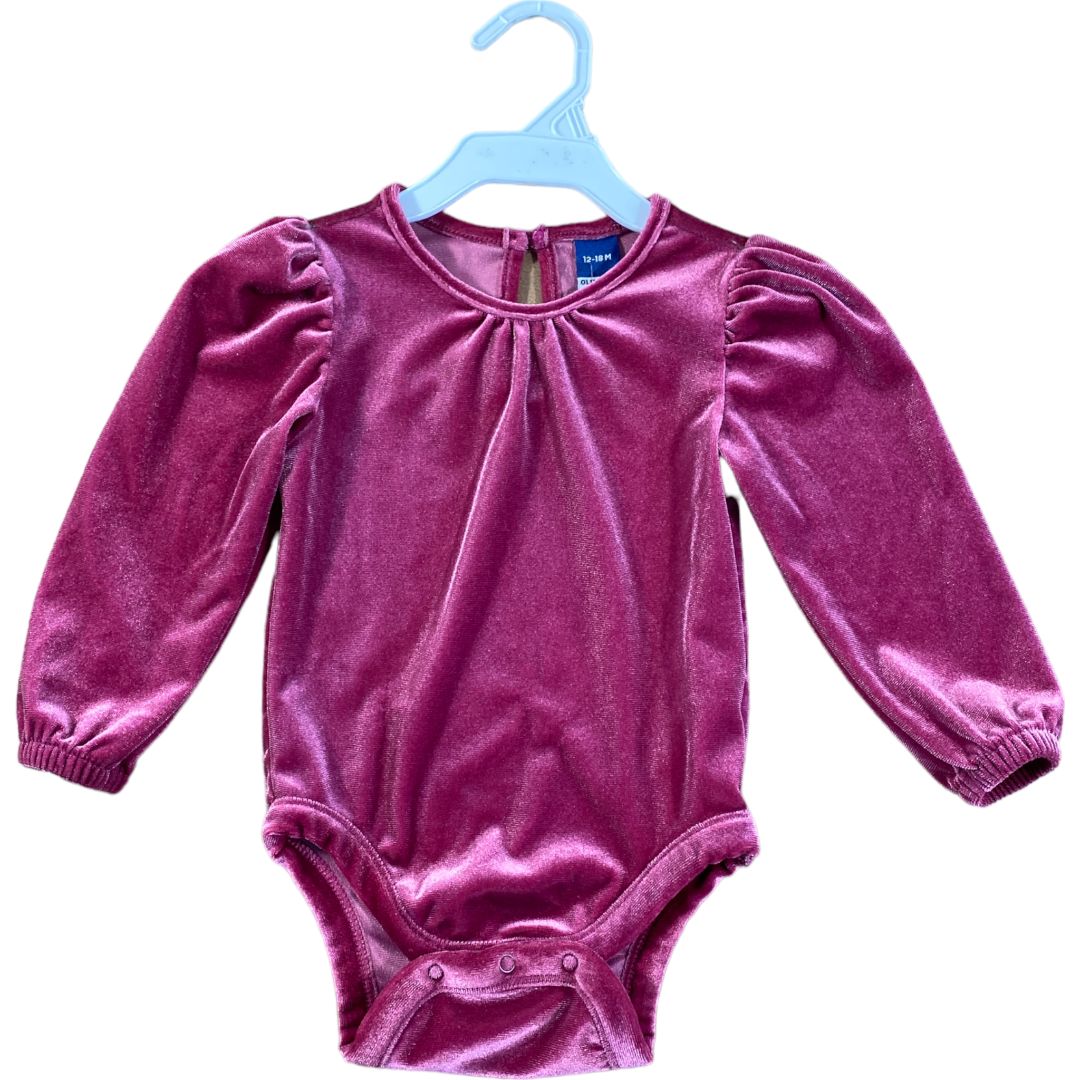 Old Navy Pink Velour Onesie (12/18M Girls)