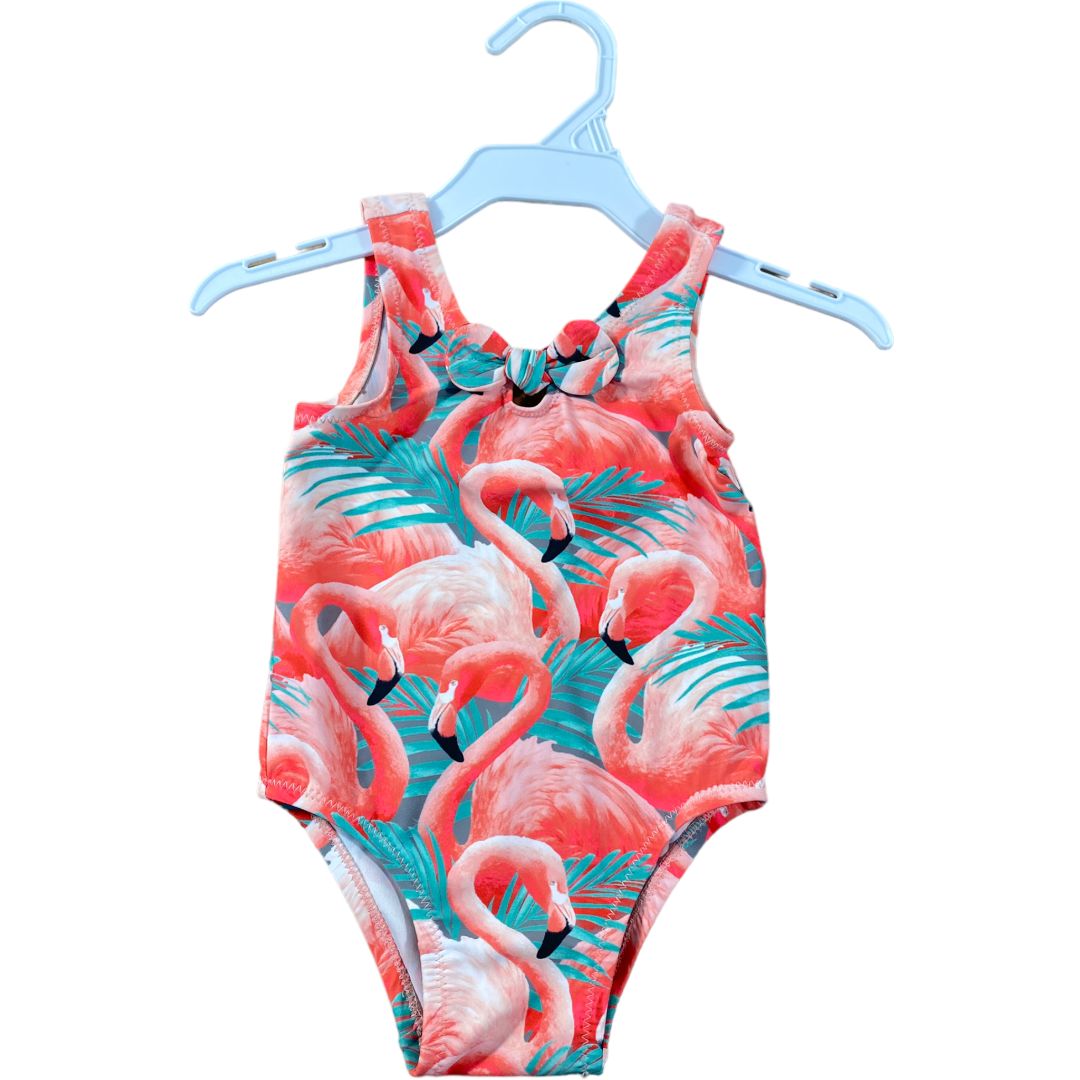 Old Navy Pink Flamingo Print Swimsuit (3/6M Girls)