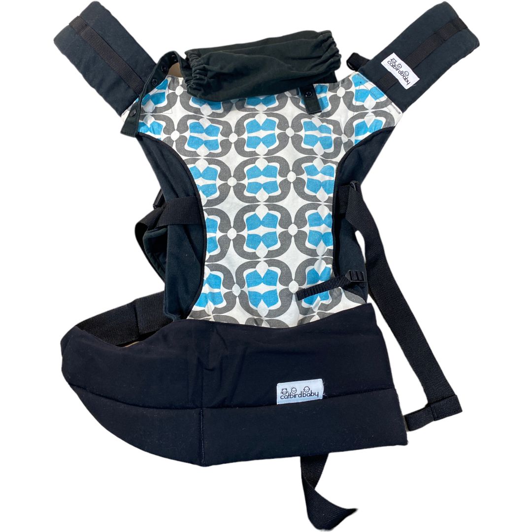 CatBird Carrier Teal & Black Pattern Carrier with Extra Support Band 8-35lbs.