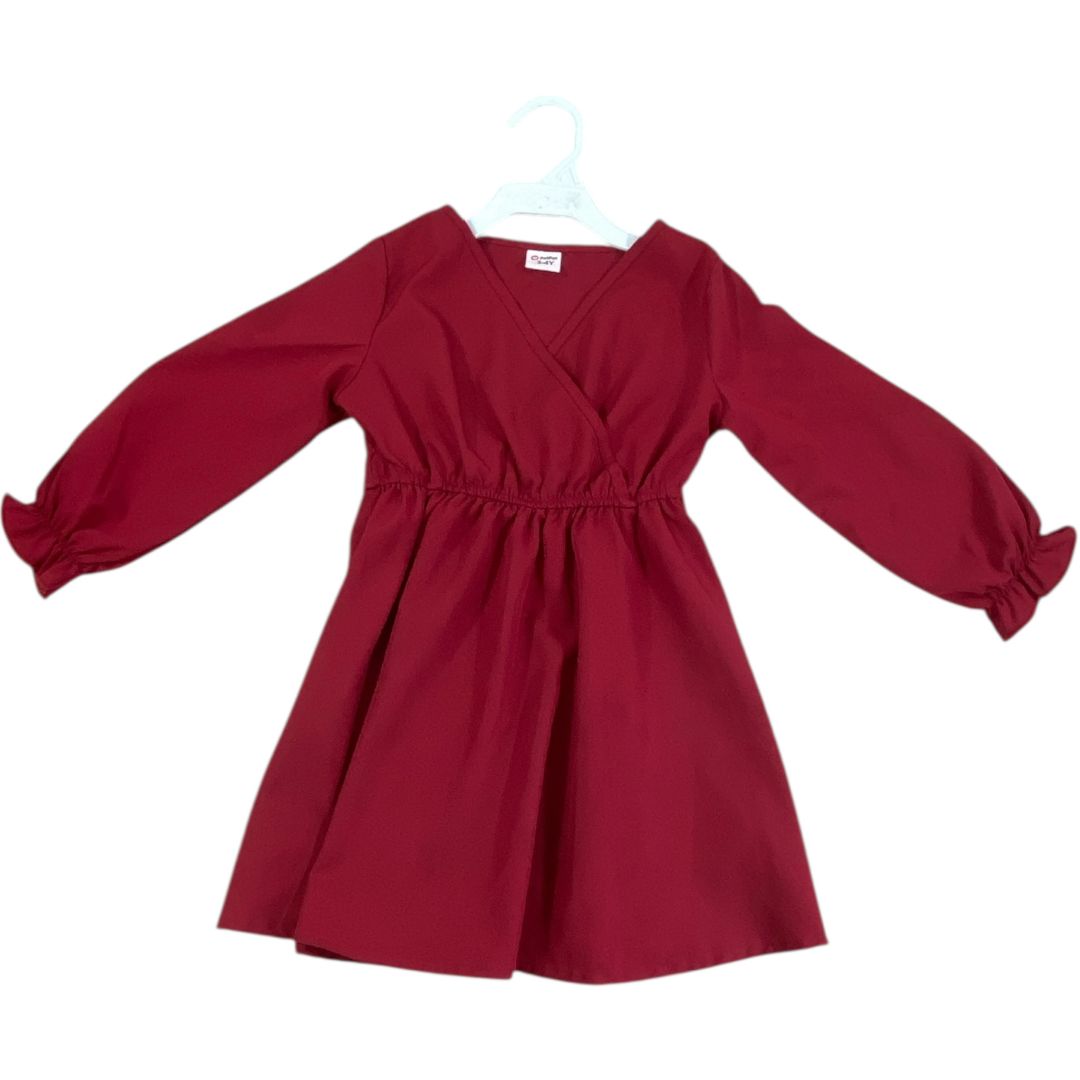 Pat Pat Red Crossover Dress (3/4 Girls)