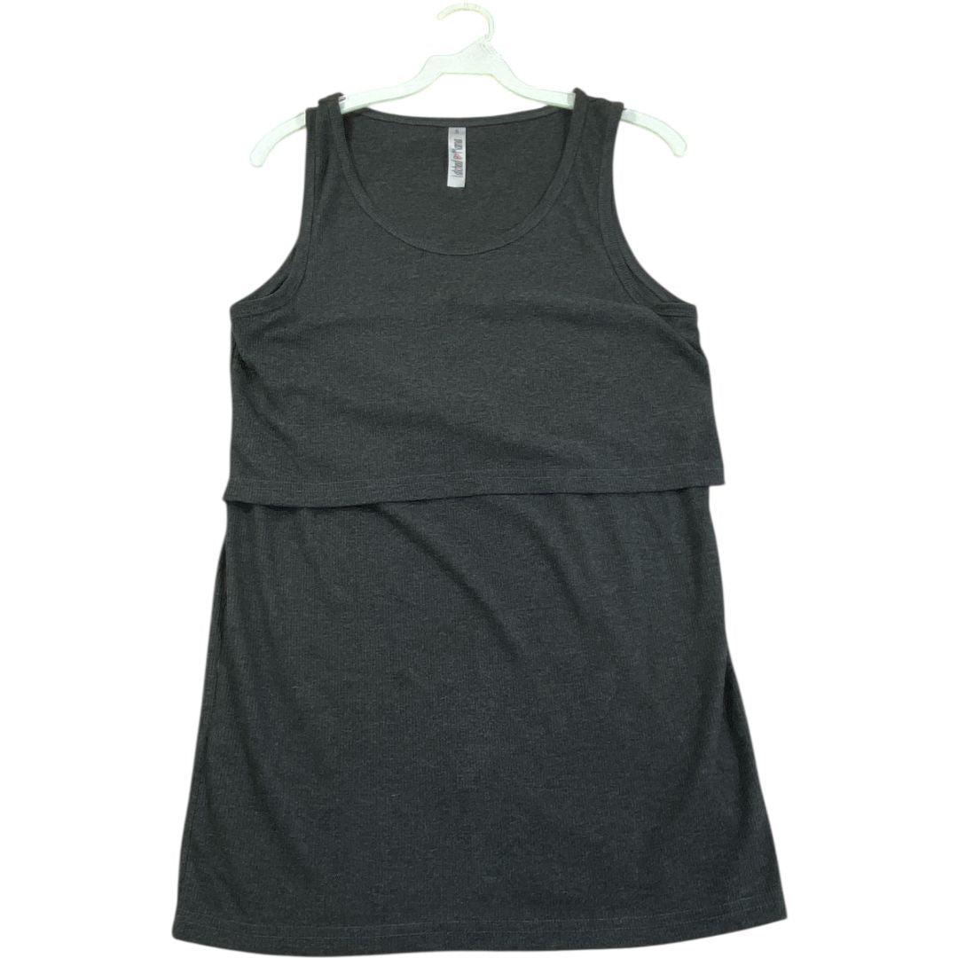 Latched Mama Grey Ribbed Nursing Tank (Maternity Medium)