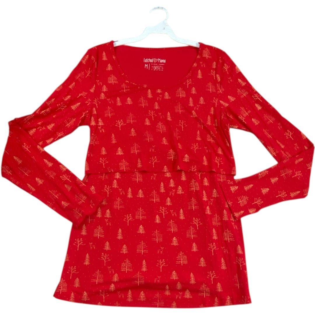 Latched Mama Red Holiday Nursing Top (Maternity Medium)