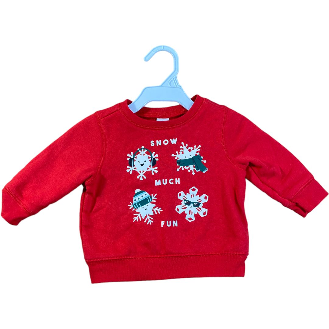 Old Navy Red Snow Sweatshirt (3/6M Neutral)