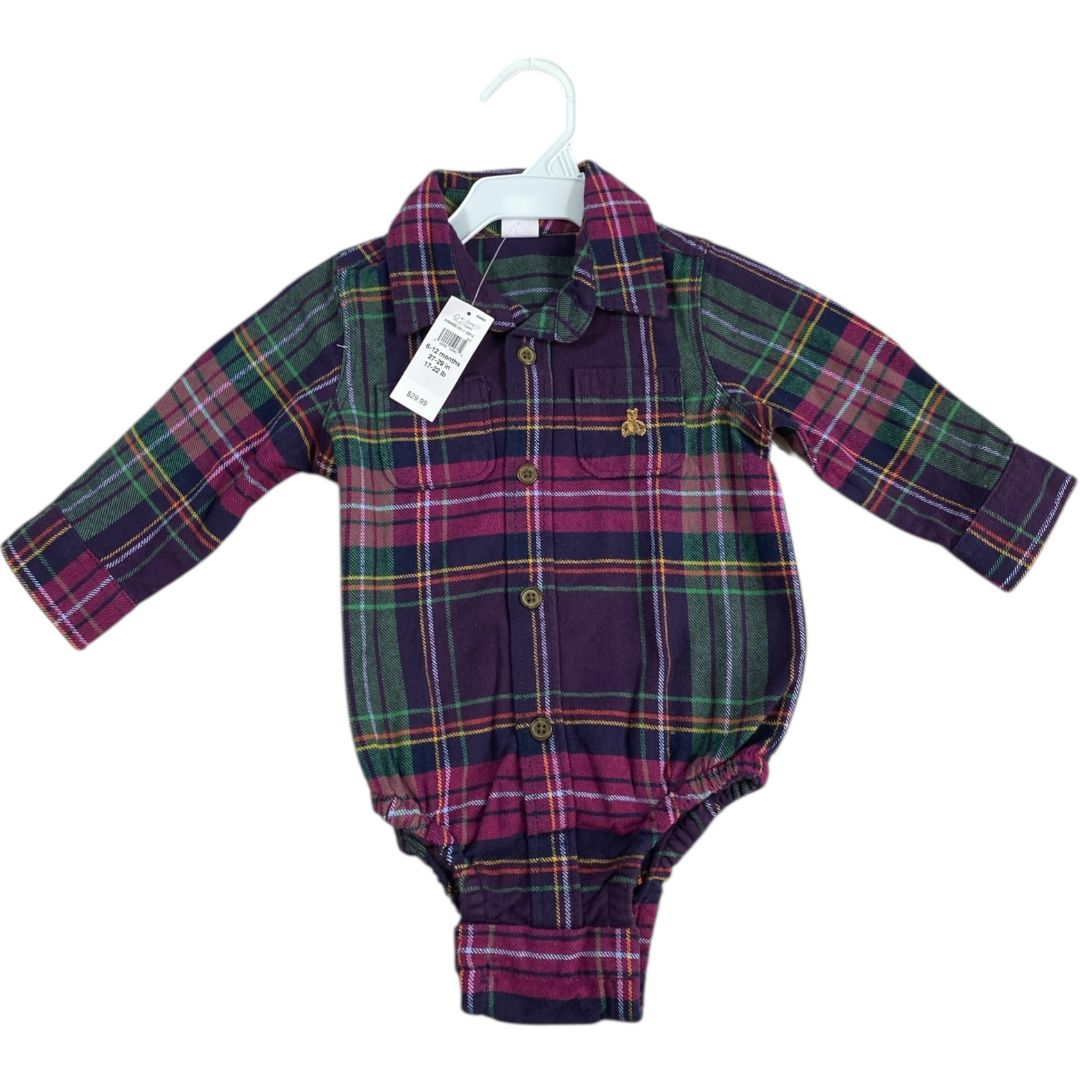 Gap Purple Flannel Shirt Onesie NWT (6/12M Boys)