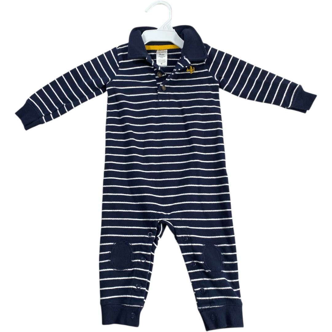 Carter's Navy Stripe Polo Romper (9M Boys)