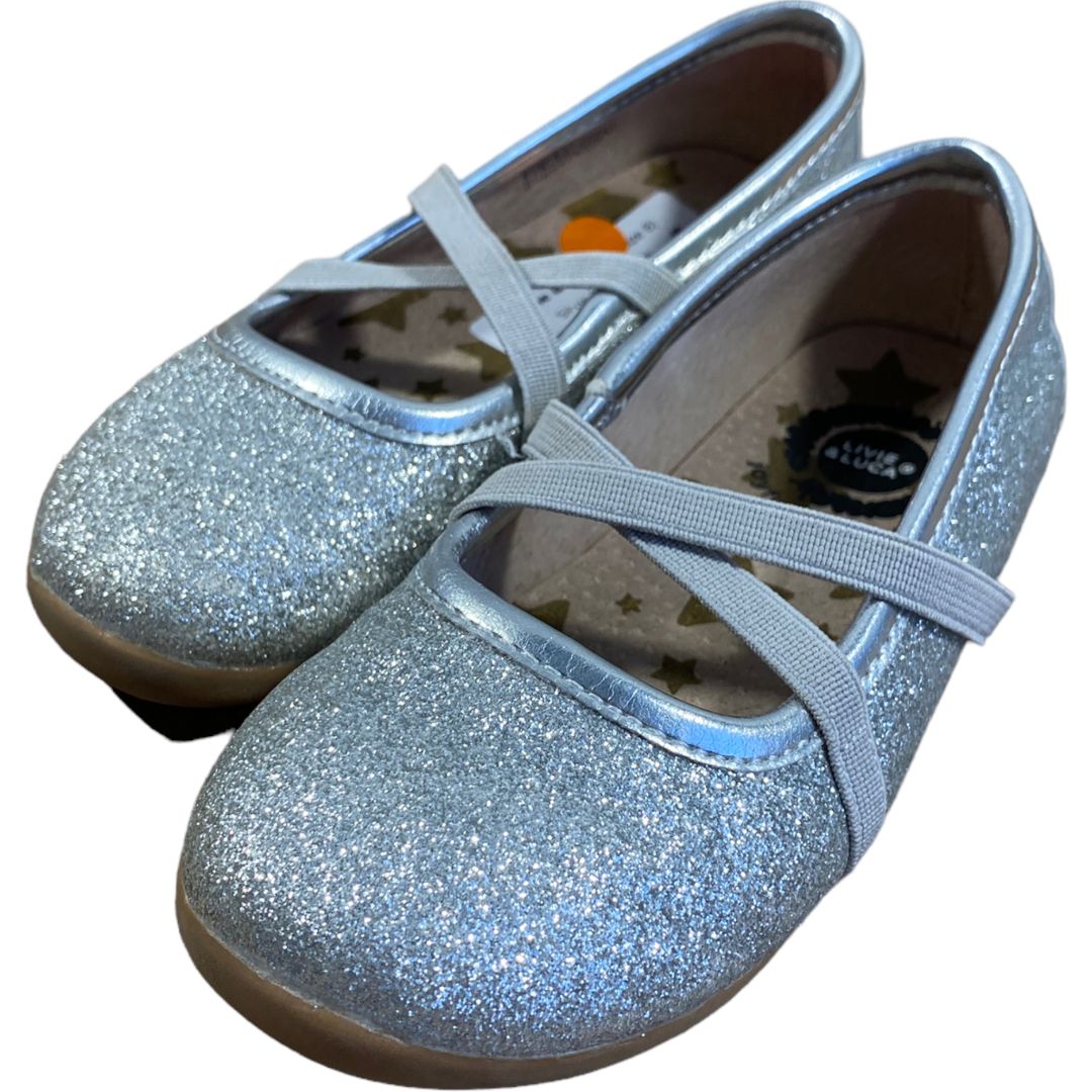 Livie & Luca Silver Glitter Flats (Size 8)