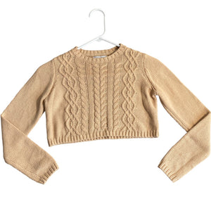 Cupcakes & Cashmere Tan Crop Sweater (7/8 Girls)