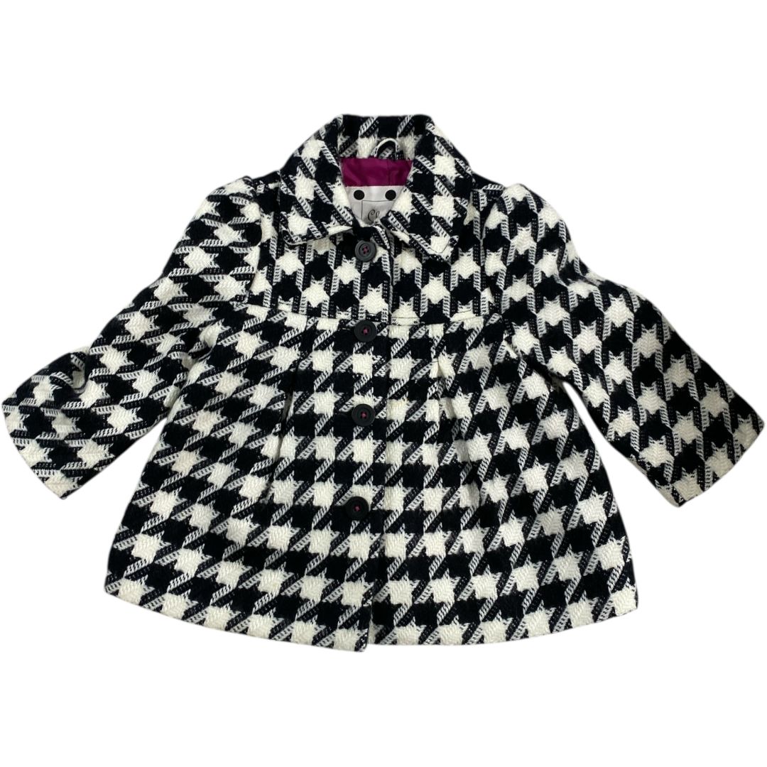 Cherokee Black & White Pattern Pea Coat (18M Girls)