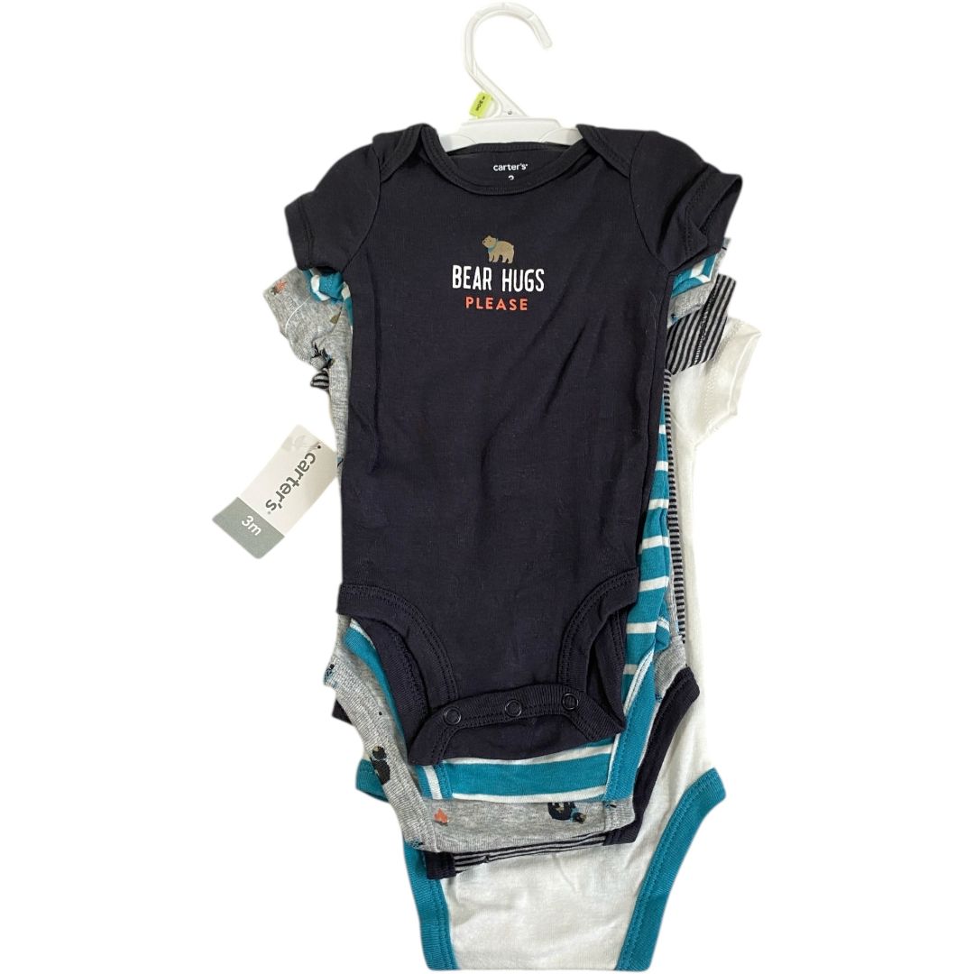 Carter's Blue & Grey 5PC Wild About Mommy Onesie Set NWT (3M Boys)