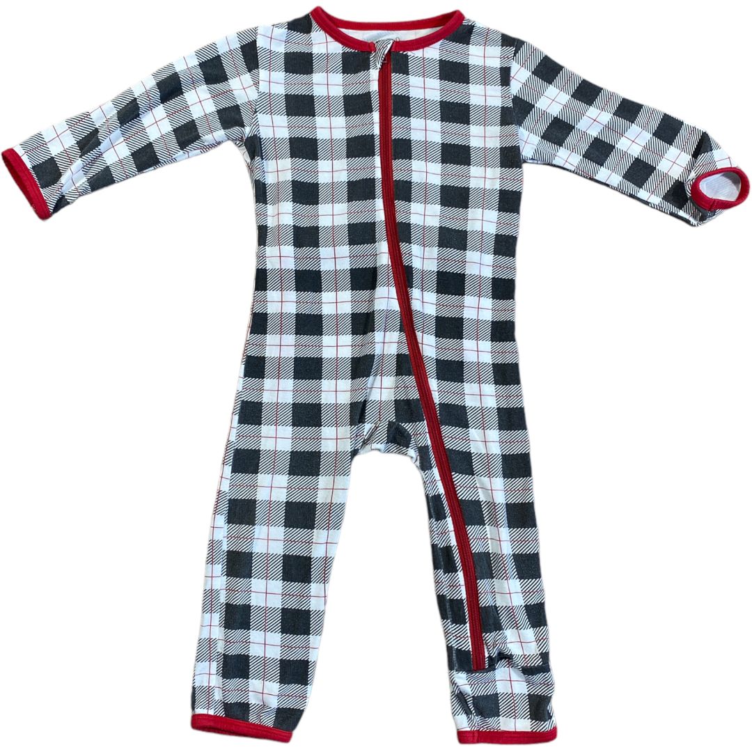 Little Sleepies Black & White Plaid Bamboo Sleeper (6/9M Neutral)