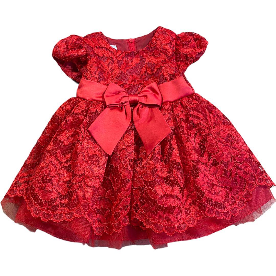 Bonnie Baby Red Lace Dress (3/6M Girls)