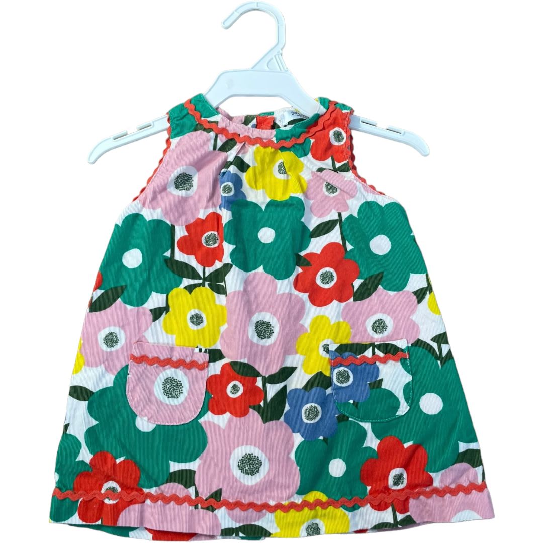 Mini Boden  Cord Floral Dress (3/6M Girls)