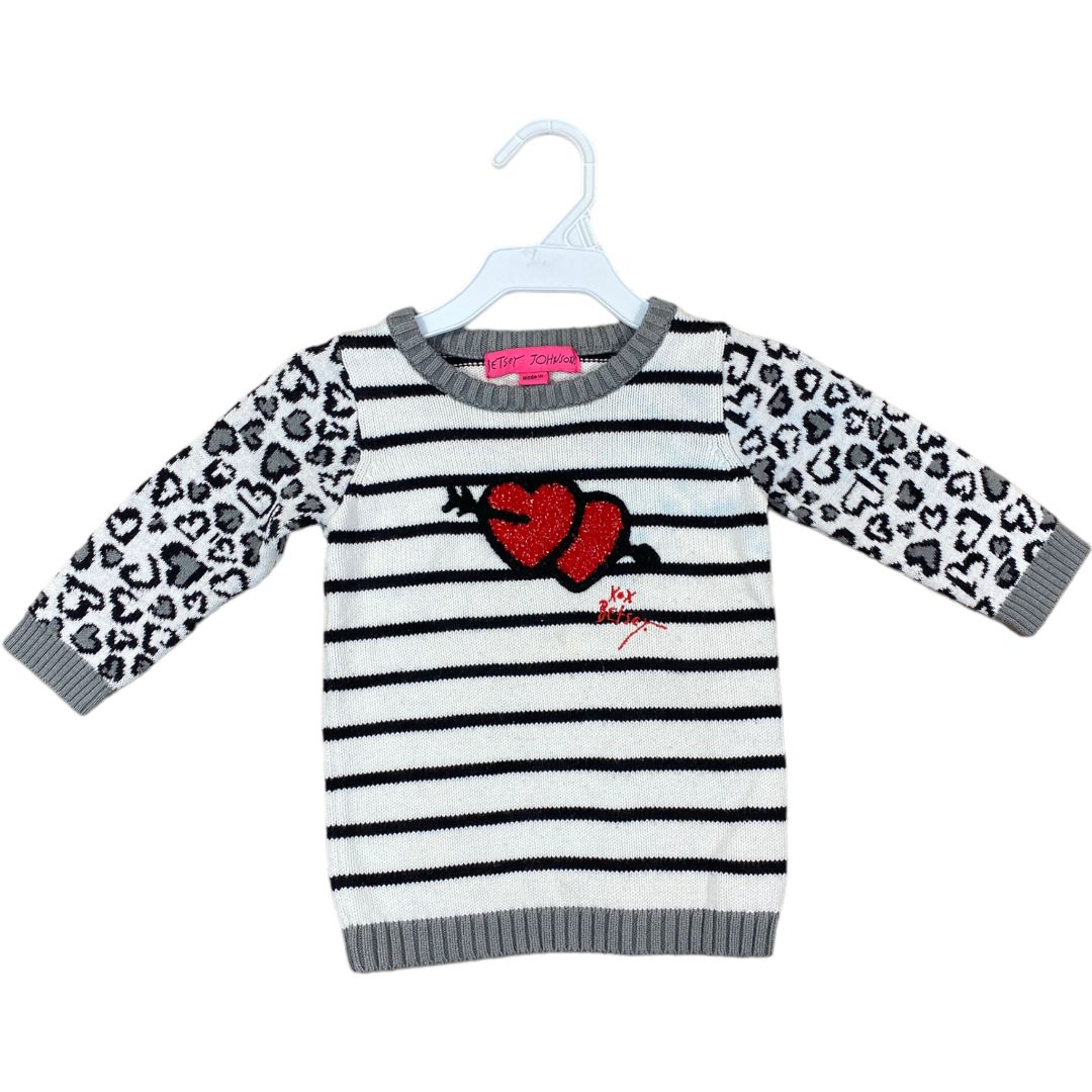 Betsy Johnson Black & White Stripe Heart Sweater Dress (9/12M Girls)