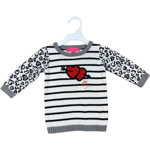 Betsy Johnson Black & White Stripe Heart Sweater Dress (9/12M Girls)