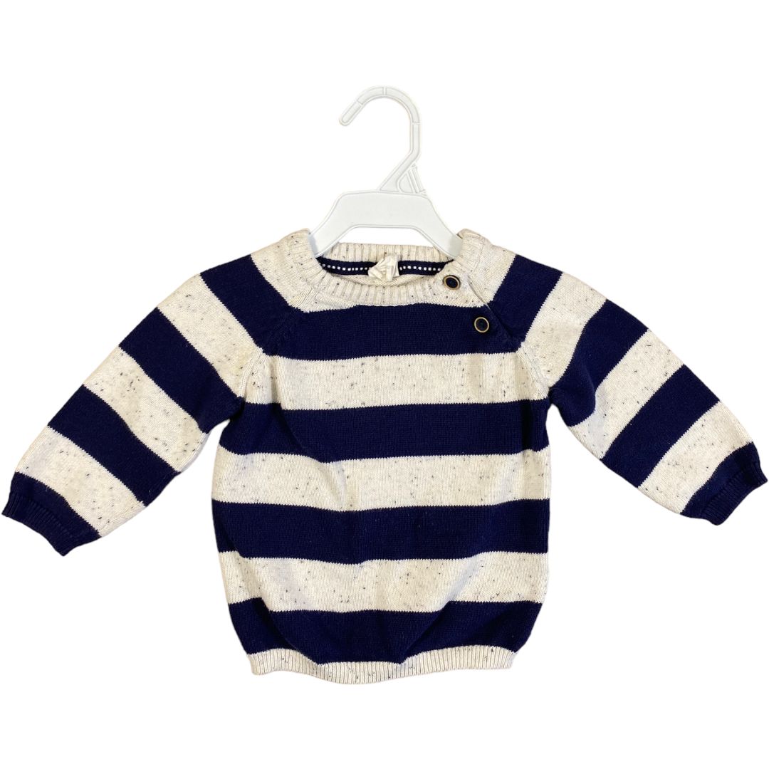 H & M Navy Stripe Crew Sweater (3/6M Boys)