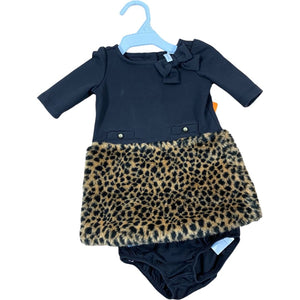 Janie & Jack Black Sherpa Cheetah Dress (3/6M Girls)