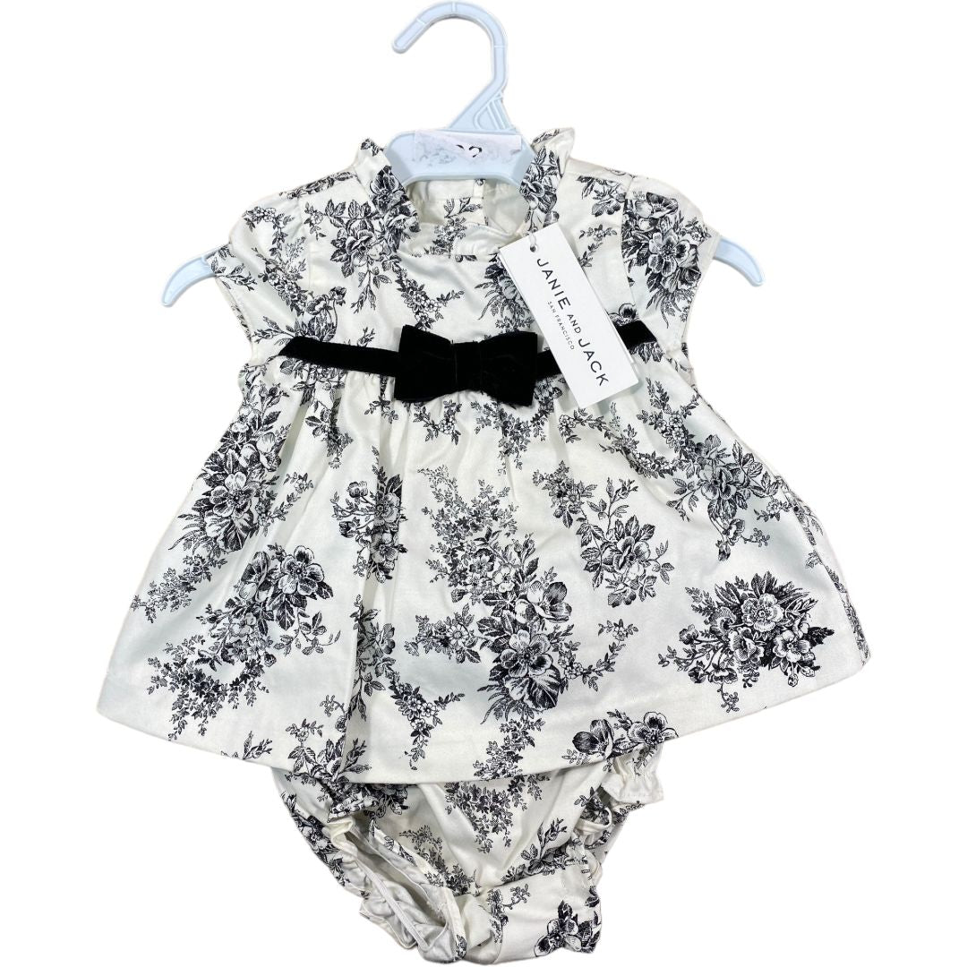 Janie & Jack Black & White Floral Dress Set NWT (3/6M Girls)