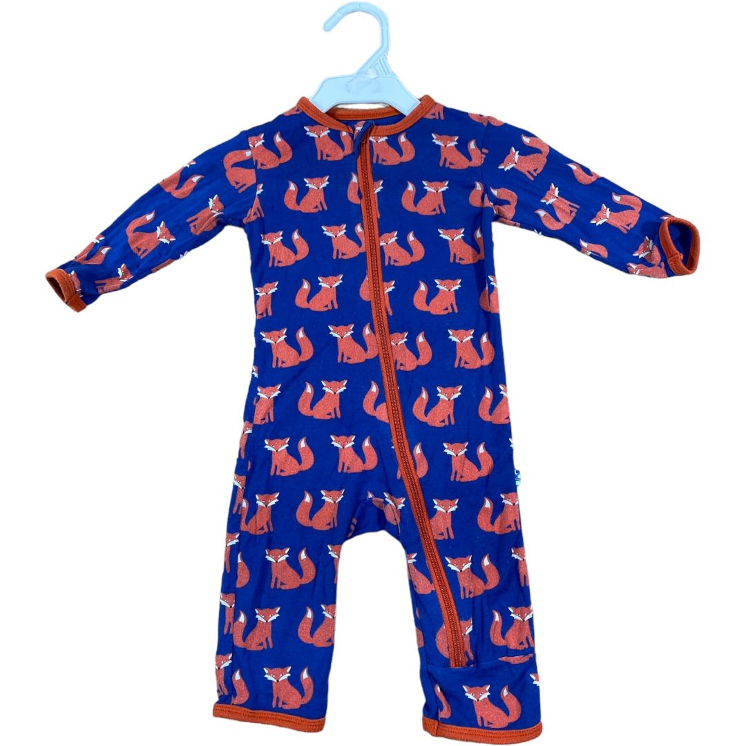 KicKee Pants Navy Bamboo Fox Romper (0/3M Boys)