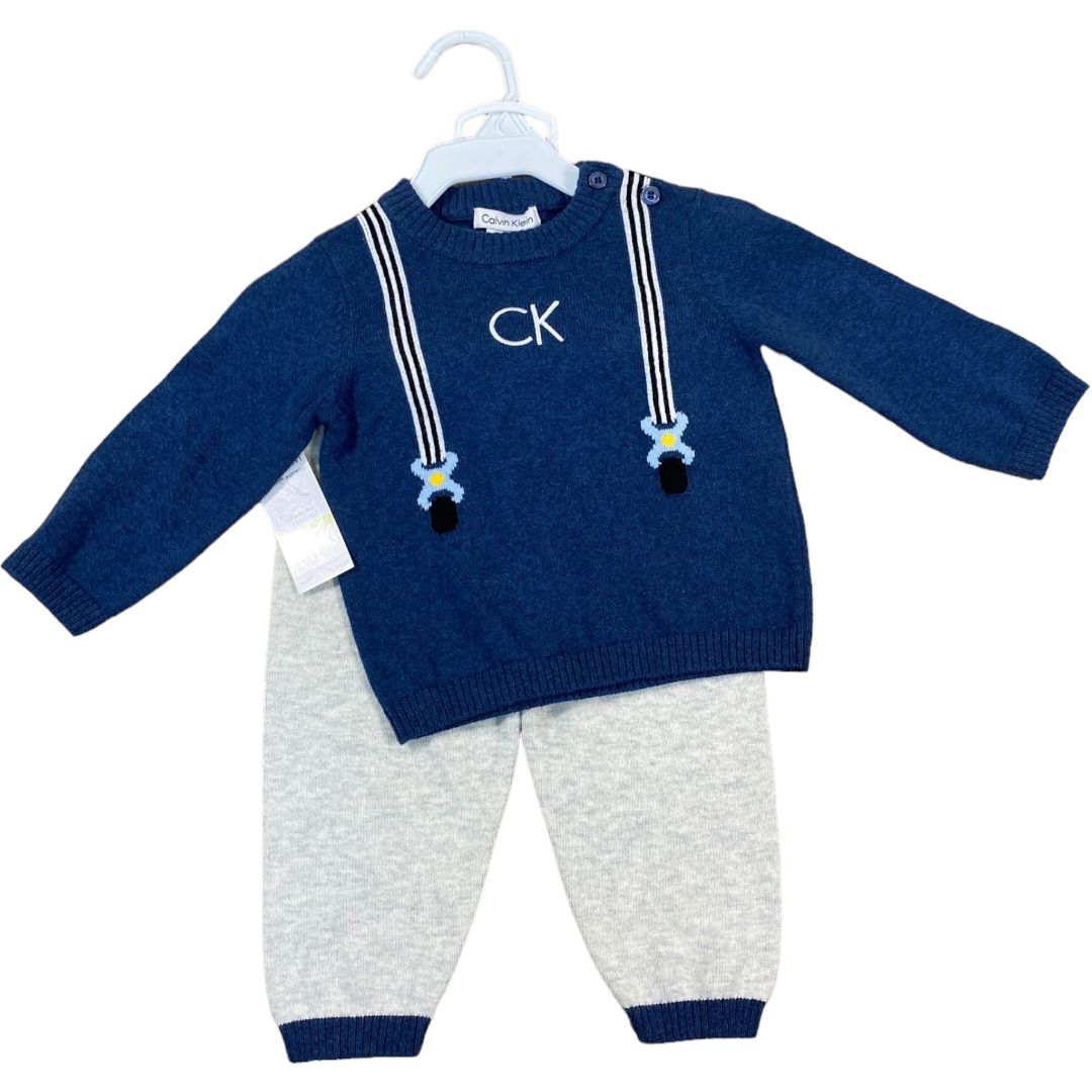 Calvin Klein Blue Sweater Pant Set (3/6M Boys)