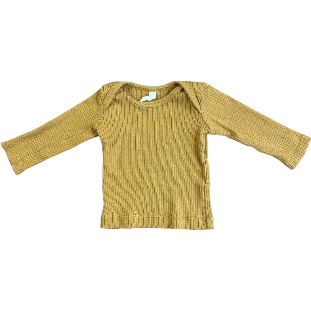 Quincy Mae Yellow Organic Ribbed Tee (0/3M Neutral)