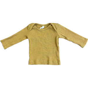 Quincy Mae Yellow Organic Ribbed Tee (0/3M Neutral)