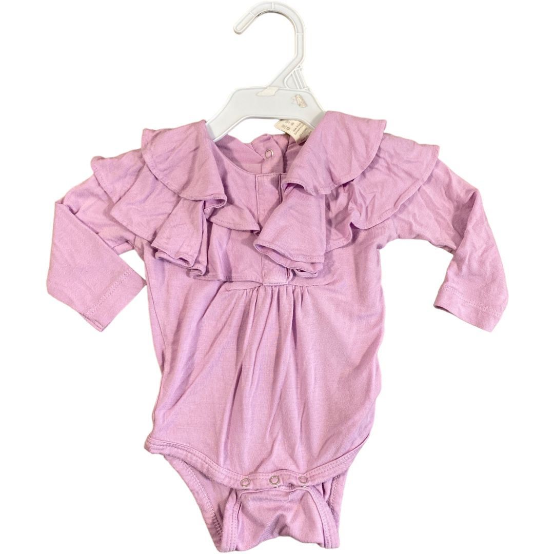 Kate Quinn Purple Bamboo Ruffle Onesie (3/6M Girls)