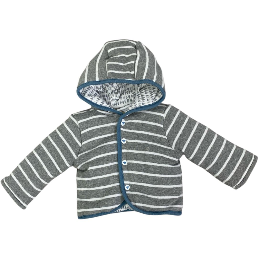 Burt's Bees Grey Organic Stripe Jacket (0/3M Neutral)