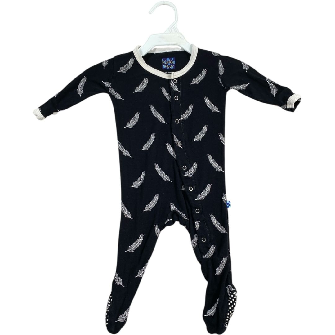 KicKee Pants Black Bamboo Feather Romper (0/3M Neutral)