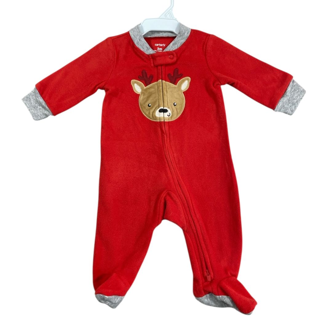 Carter's Red Fleece Reindeer Sleeper (3M Neutral)