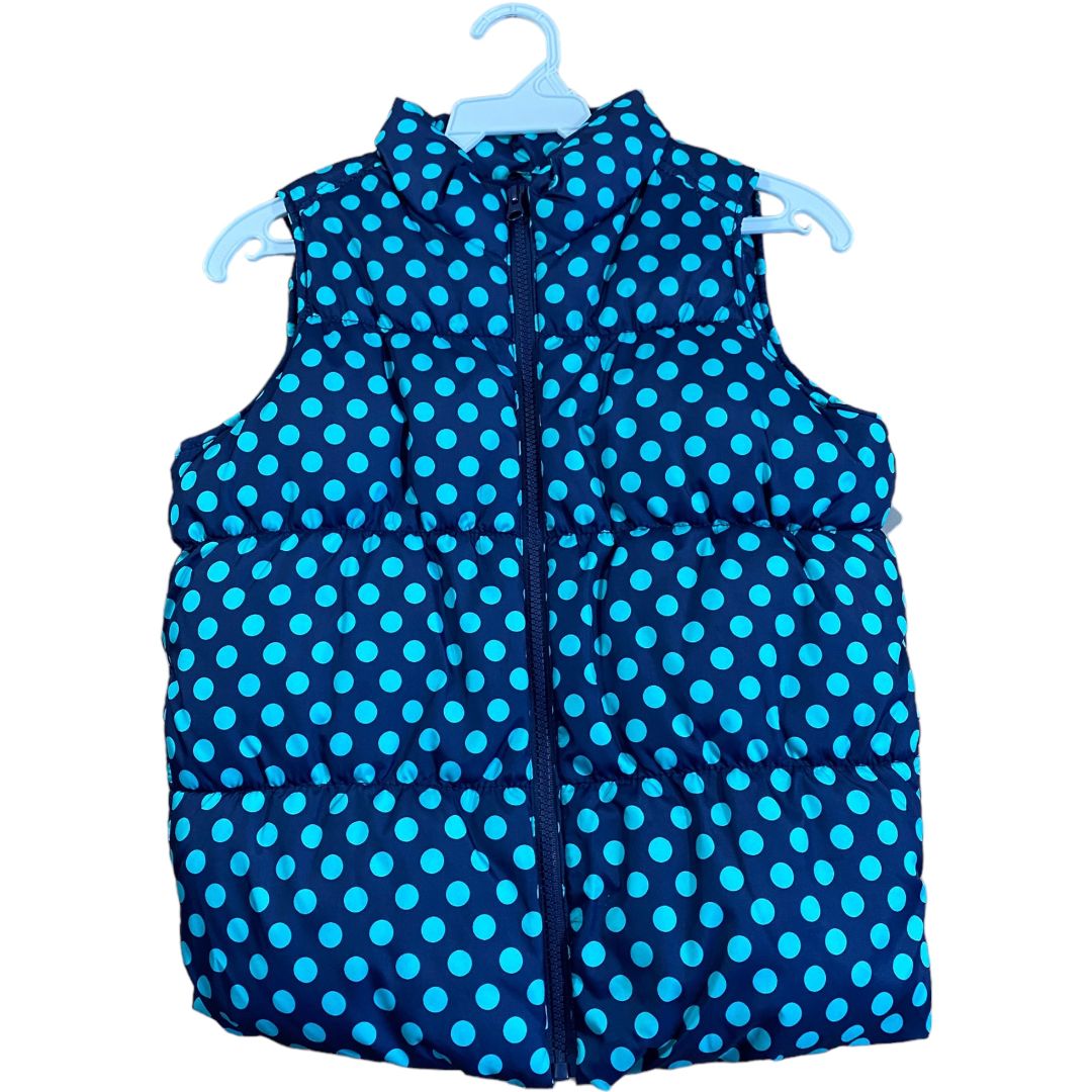 Old Navy Navy Polka Dot Puffer Vest (10/12 Girls)