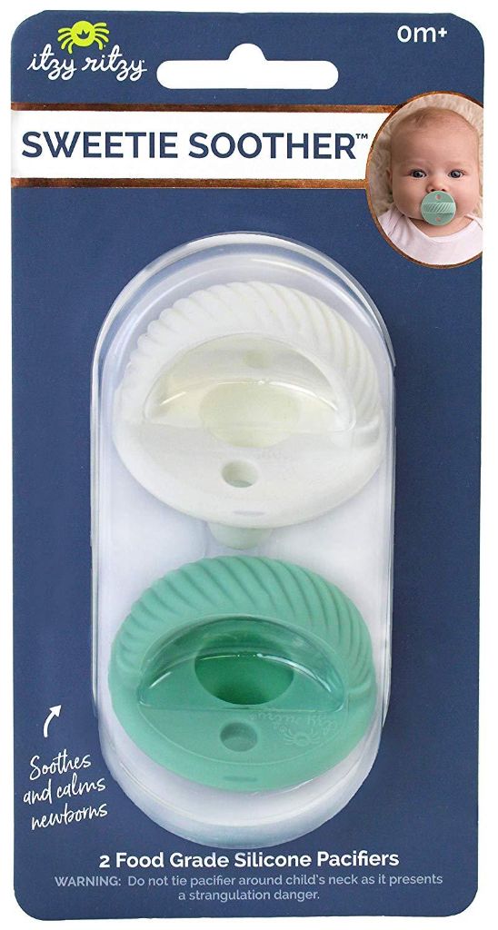 Itzy Ritzy Mint + White Sweetie Soother Pacifier 2 Pack