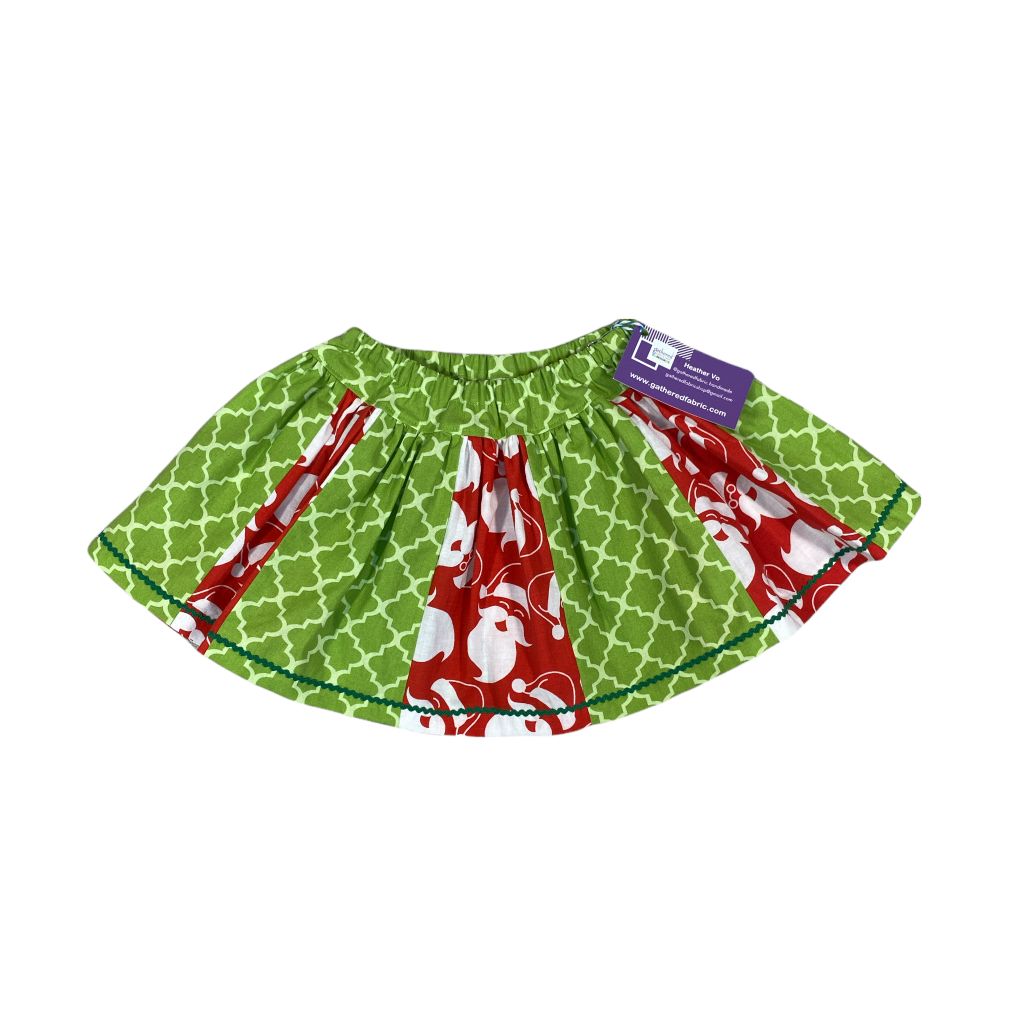 Gathered Fabric & Craft Red & Green Santa Skirt (3/4 Girls)