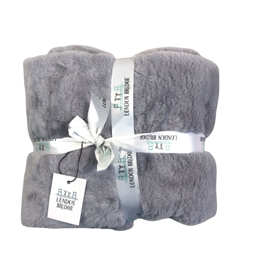 London Bridge Grey Soft Fur Blanket