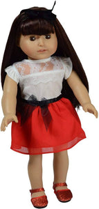 New York Doll Company  18" Doll White and Red Dress with Black Belt
