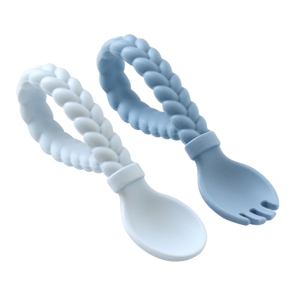 Itzy Ritzy Blue Silicone Sweetie Spoons Spoon & Fork Set (Ages 6M+)