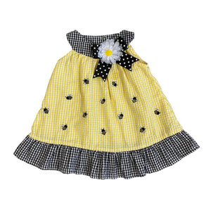 Rare Editions Yellow Gingham Bee Dress (6/9M Girls)